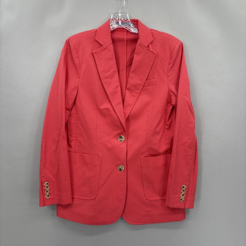 J.McLaughlin Blazer Womens 4 Coral Pink‎ Two Button Cotton Linen Stretch Tencel